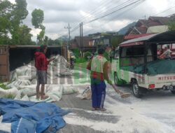 Laka Lantas Antara Mobil Pick up Vs Truck Bermuatan Pupuk Urea ZA Di Jalan Raya Poros Propinsi Dusun Kedawung Desa Jombok Kecamatan Ngantang